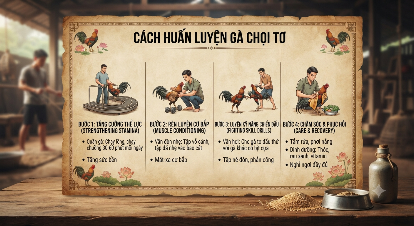cách huấn luyện gà chọi tơ